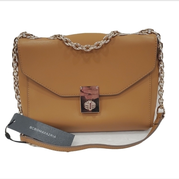 NEW BcbgMaxAzria Cindy Shoulder Bag Brown Calf Leather - Picture 2 of 7